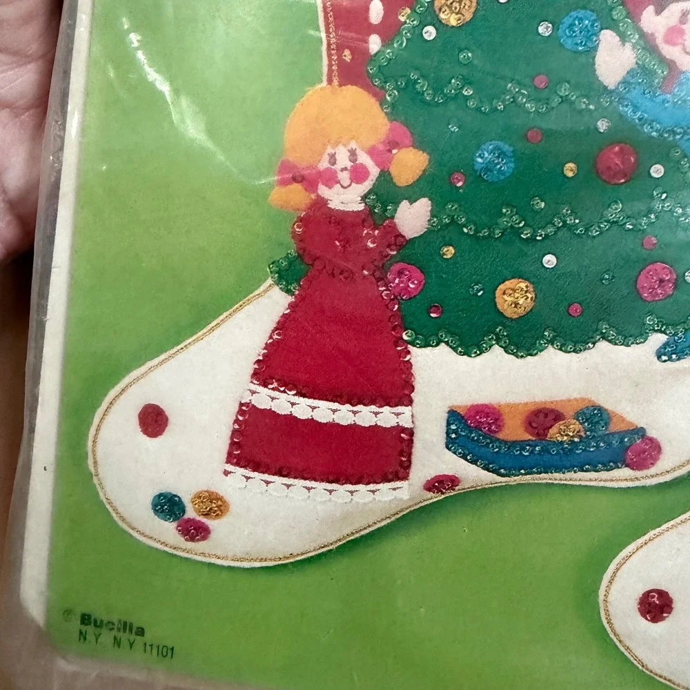 Bucilla Jeweled Christmas Stockings Kit 3369 Old Fashioned Christmas Set of 2